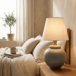 Seramik Harry Beyaz Şapkalı Abajur