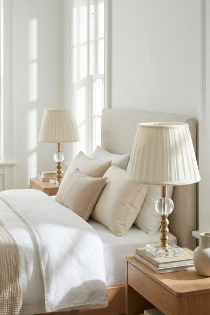 Tom Kristal Bronz-Krem Çift Abajur