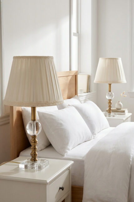 Tom Kristal Bronz-Koyu Krem Çift Abajur