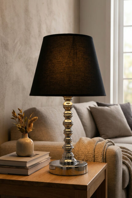 Köln Gümüş-Siyah Abajur