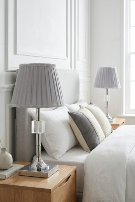 Kreatos Gümüş-Gri Çift Abajur