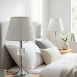 Kreatos Gümüş-Beyaz Pileli Çift Abajur