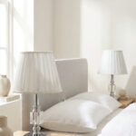 Julina Tek Küp Gümüş-Beyaz Pileli Çift Abajur