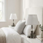 Sergio Klasik Platin-Beyaz Pileli Çift Abajur