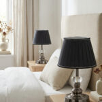 Sergio Klasik Platin-Siyah Pileli Çift Abajur