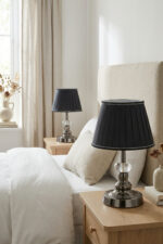 Sergio Klasik Platin-Siyah Pileli Çift Abajur