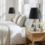 Sergio Klasik Gümüş-Siyah Pileli Çift Abajur