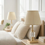 Julina Tek Küp Gold-Koyu Krem Çift Abajur