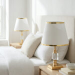 Julina Tek Küp Gold-Gold Şerit Çift Abajur