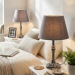 Sevilla Platin-Düz Gri Çift Abajur