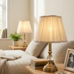 Narin Bronz-Papatya Şapkalı Çift Abajur