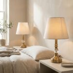 Narin Bronz-Krem Çift Abajur