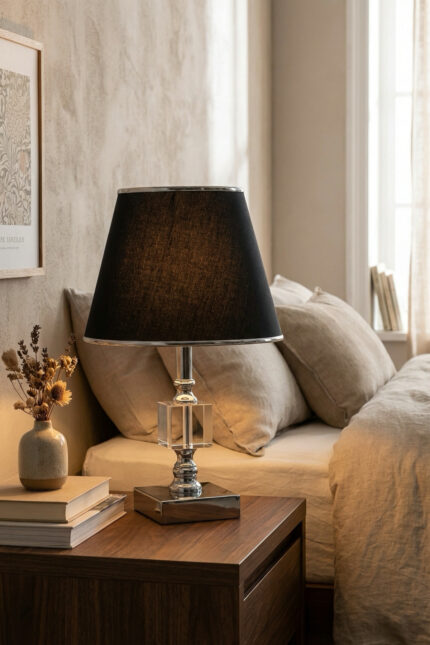 Julina Tek Küp Gümüş-Gümüş Kenar Tekli Abajur