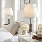 Friday Çift Gümüş Beyaz Şapkalı Abajur