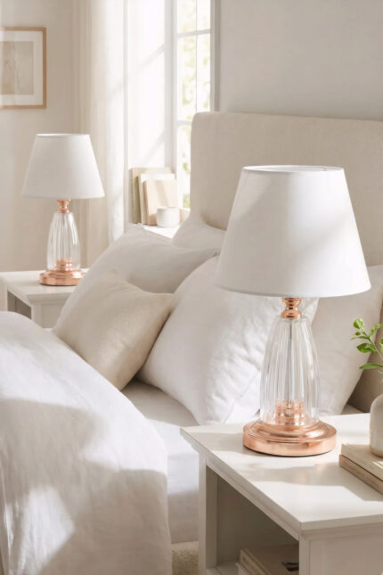 Kuba Bakır - Beyaz Abajur 2 Adet