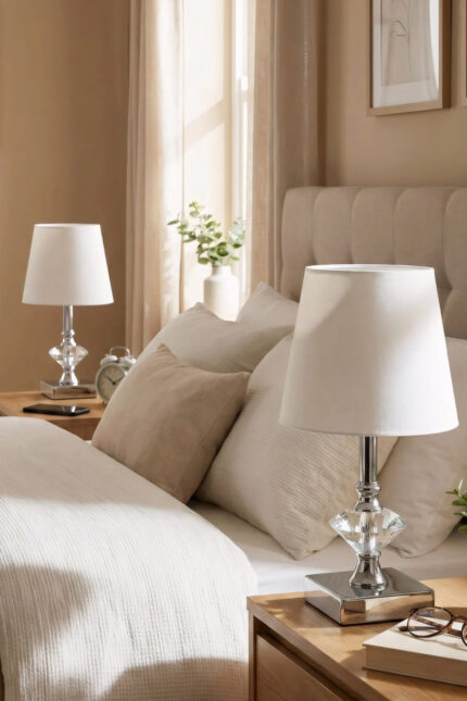 Star Gümüş-Beyaz Abajur 2 Adet