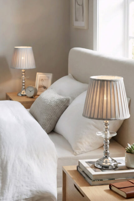 Venüs Gümüş-Gri Çift Abajur