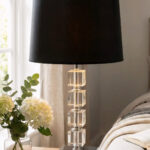 Kristal Küp Gümüş-Siyah Abajur