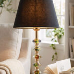 Gökkuşağı Kristal Siyah Abajur