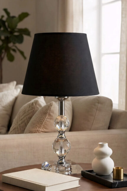 Yıldız Kristal Siyah Abajur