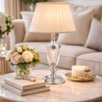 Jasmin Gümüş-Beyaz Pileli Abajur