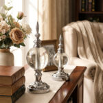 İkili Gümüş Kristal Küre Obje Aksesuar