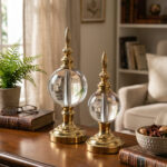 İkili Gold Kristal Küre Obje Aksesuar