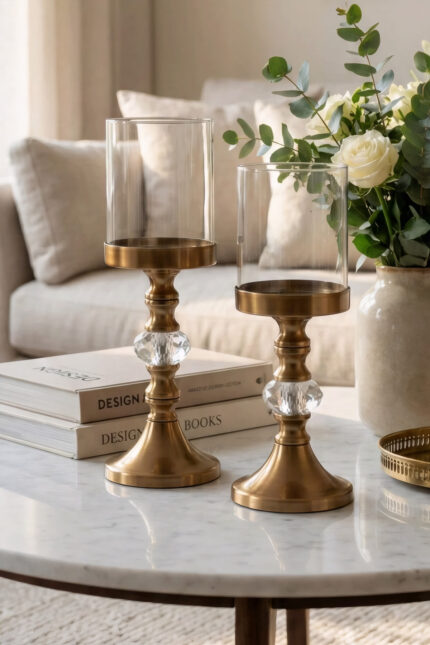 Miri Bronz Ikili Kristal-Metal Mumluk