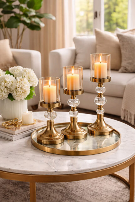 Lorena Bronz Üçlü Mumluk