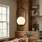 Jakarda Tekli Top Camlı Siyah Sarkıt Avize