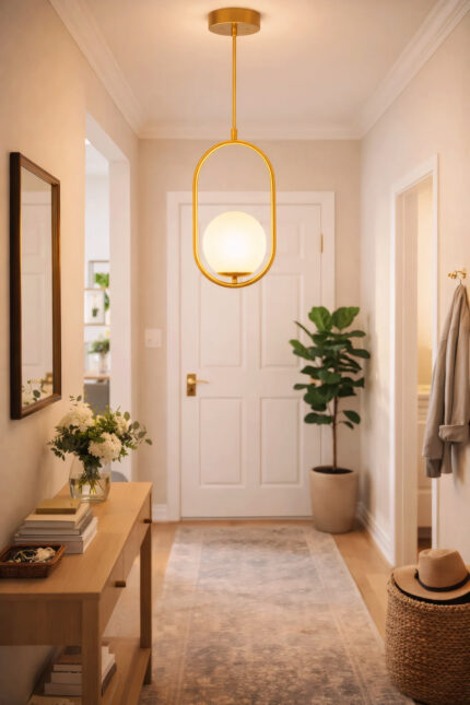 Jakarda Bronz Top Camlı Tekli Avize