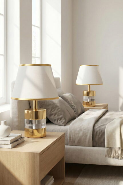 Johnny Sarı-Gold Kenar Çift Abajur