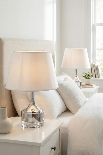 Parma Gümüş-Kırık Beyaz Çift Abajur