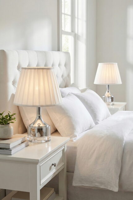 Parma Gümüş-Beyaz Çift Abajur