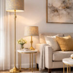 Jamal Bronz - Gri Çift Abajur ve Lambader